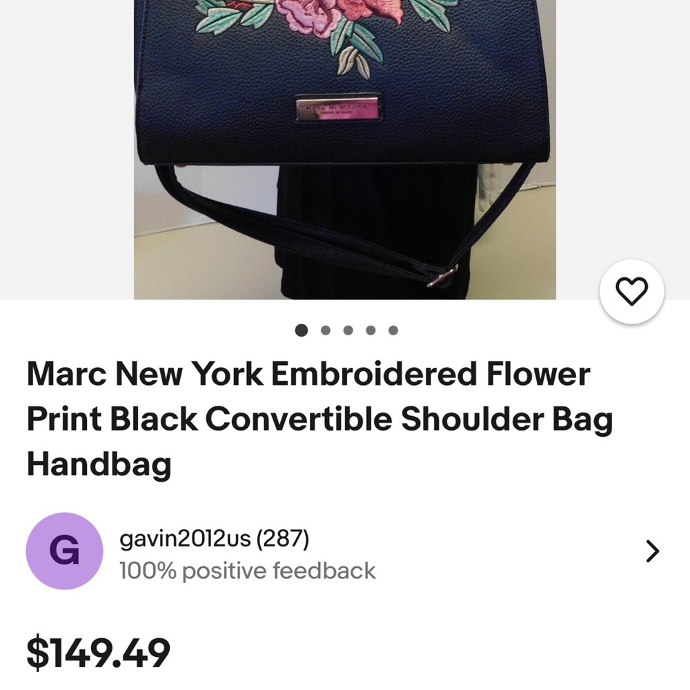 Marc New York Elegant Black Floral Embroidered Women's Bag - Picture 8 of 8